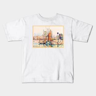 Sailing Boats at La Rochelle, France #2, 1911 Paul Signac Kids T-Shirt